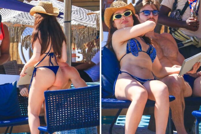 Juliette e o noivo na praia