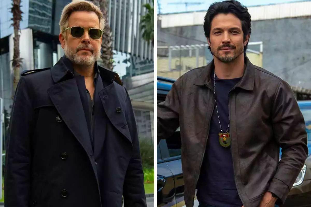 fotomontagem de ferette (murilo benício) e paulinho (romulo estrela) em três graças