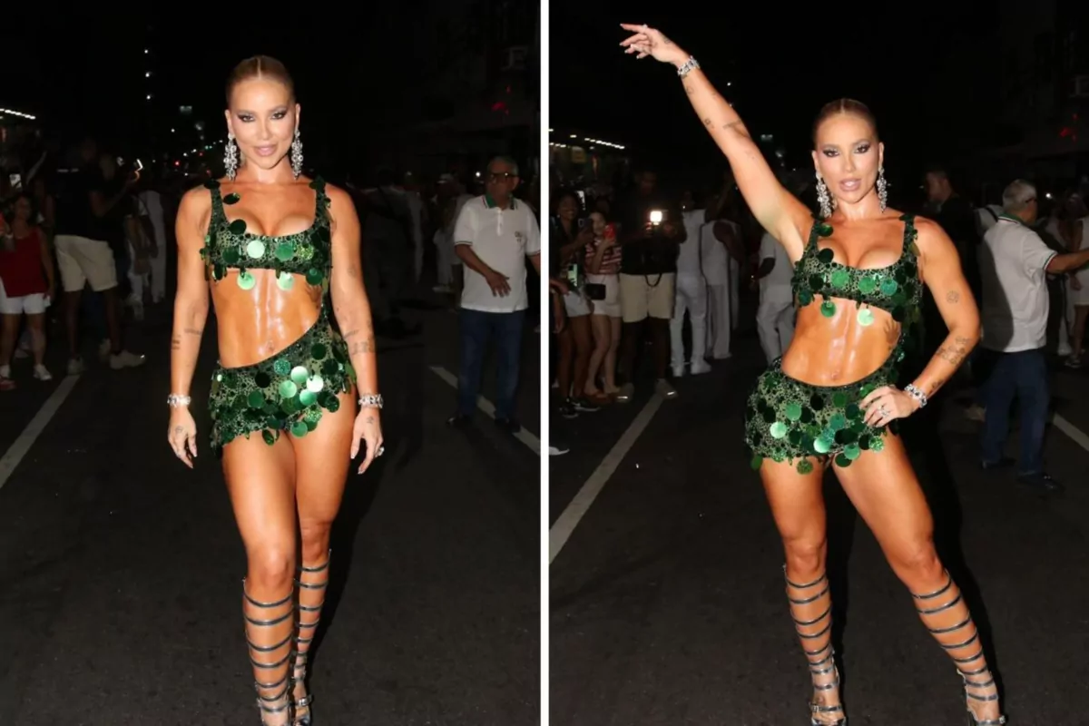 Virginia no ensaio de rua da Grande Rio