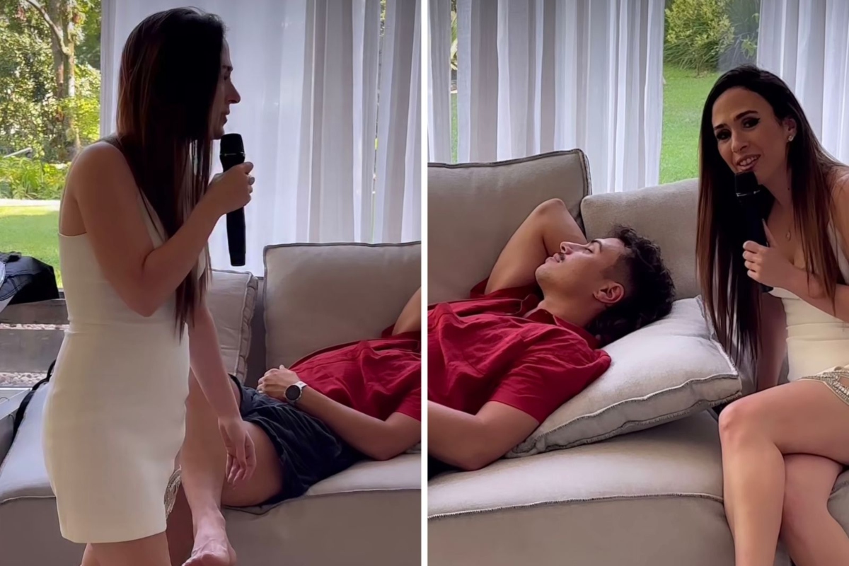 Tatá Werneck faz karaokê em casa