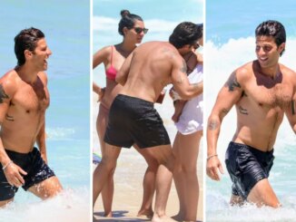 Chay Suede e a famjlia na praia