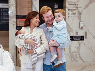 Gabi Luthai e Téo Teló com os filhos