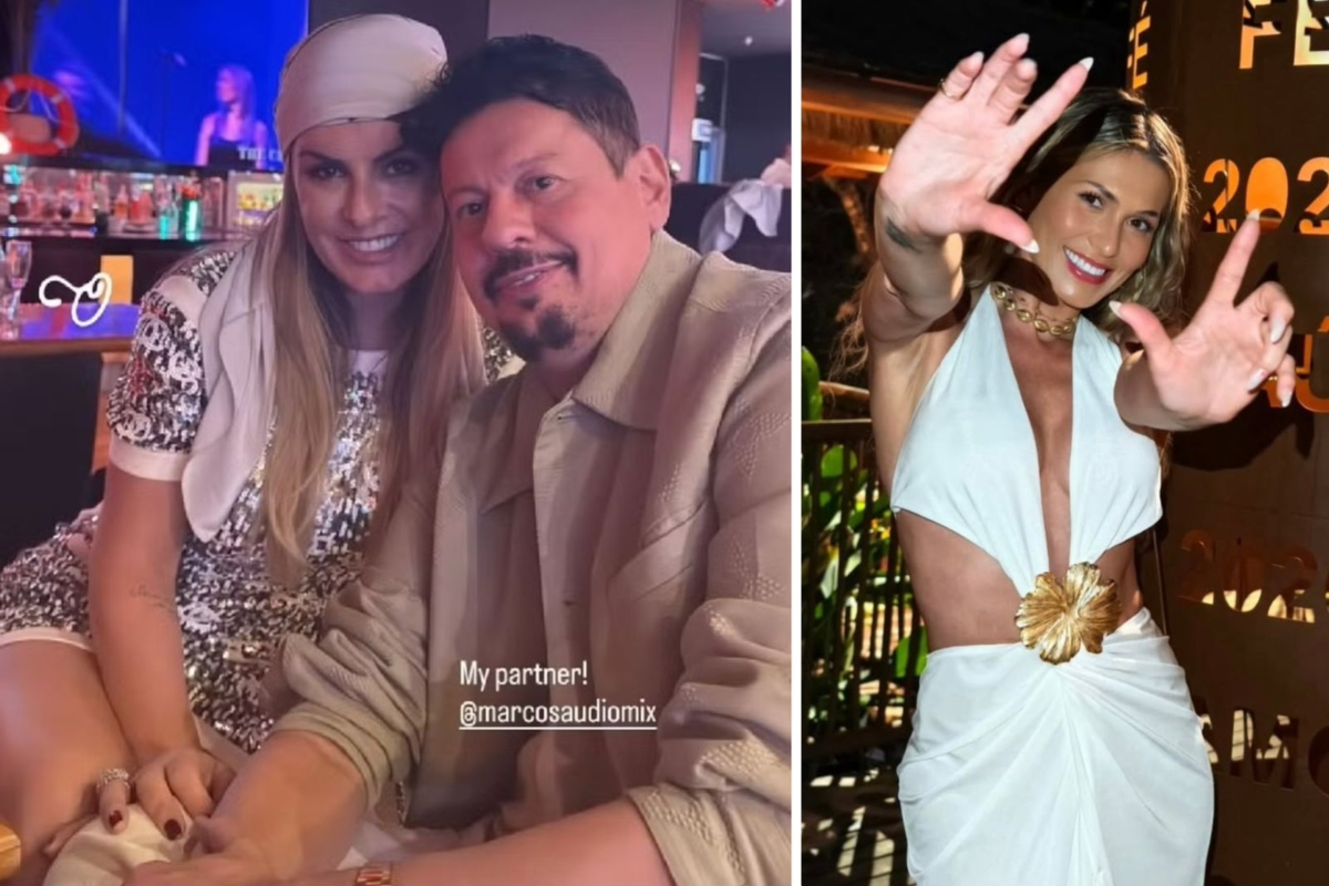 Marcos, ex-de Lívia Andrade, com a nova namorada, Flávia Telles