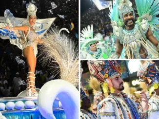 Giovanna Lancelotti , Samuel de Assis e Enzo Celulari desfilam pela Beija Flor - Foto: Leo Franco / AgNews