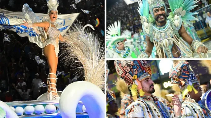 Giovanna Lancelotti , Samuel de Assis e Enzo Celulari desfilam pela Beija Flor - Foto: Leo Franco / AgNews