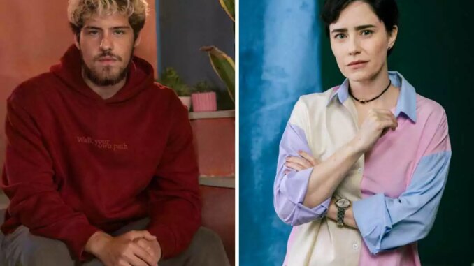 fotomontagem de Raul (Paulo Mendes) e Samira (Fernanda Vasconcellos) em Três Graças